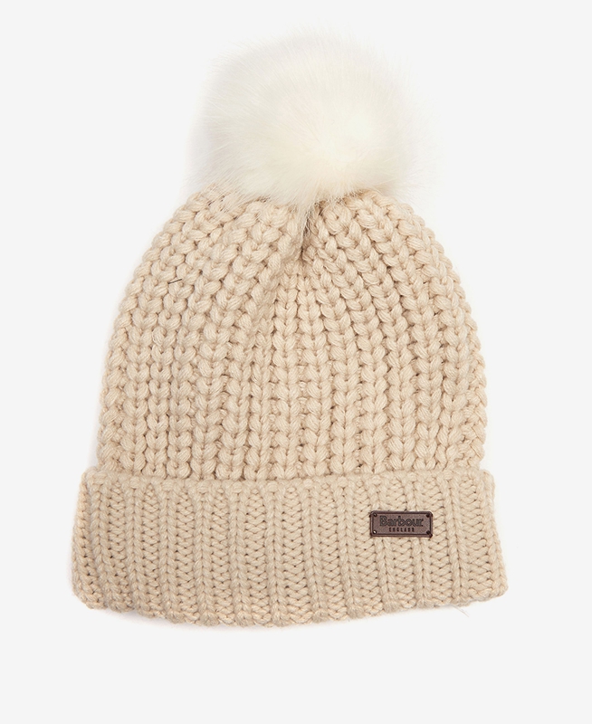 Beige Women's Barbour Beanie Saltburn Hats | RWCX-92315