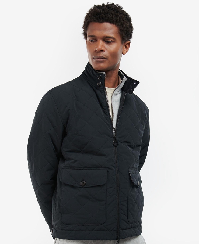 Black Men's Barbour Hitchen Quilted Jackets | CGYE-10963