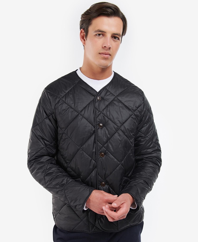 Black Men's Barbour Liddesdale Cardigan Quilted Jackets | IXWM-45197