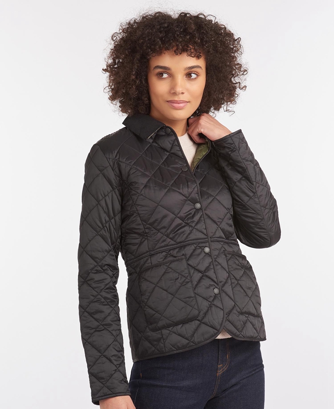 Black Women's Barbour Steppjacke Deveron Quilted Jackets | QVIK-31486