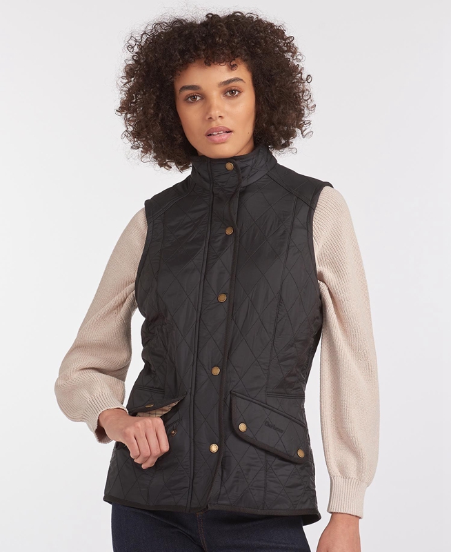 Black Women's Barbour Weste Cavalry Vest | WPKX-51048