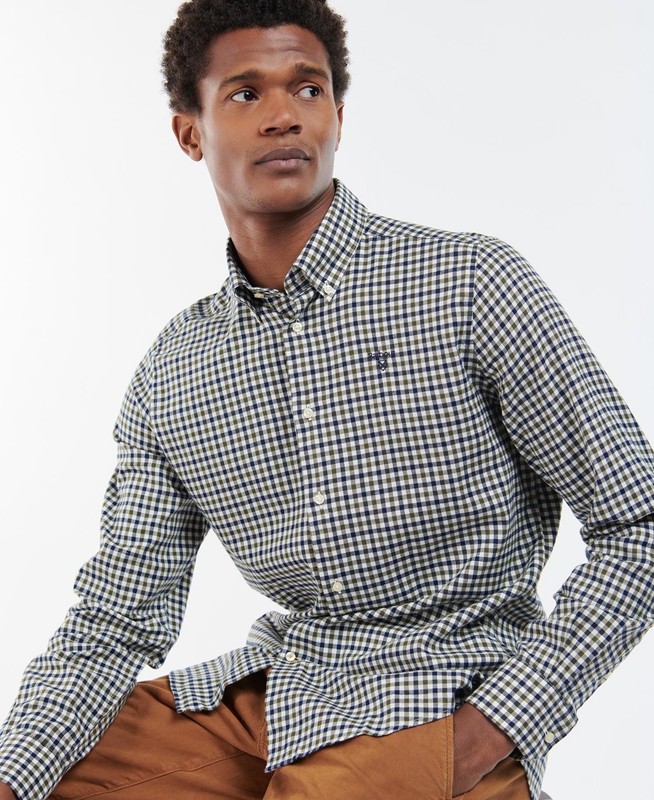 Blue Men's Barbour Finkle Tailored Shirts | WNXM-25617