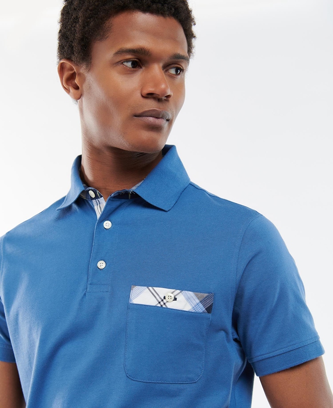 Blue Men's Barbour Lirst Polo shirts | WUPK-35692