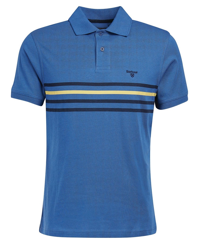 Blue Men's Barbour Silsden Polo shirts | GQRO-57813