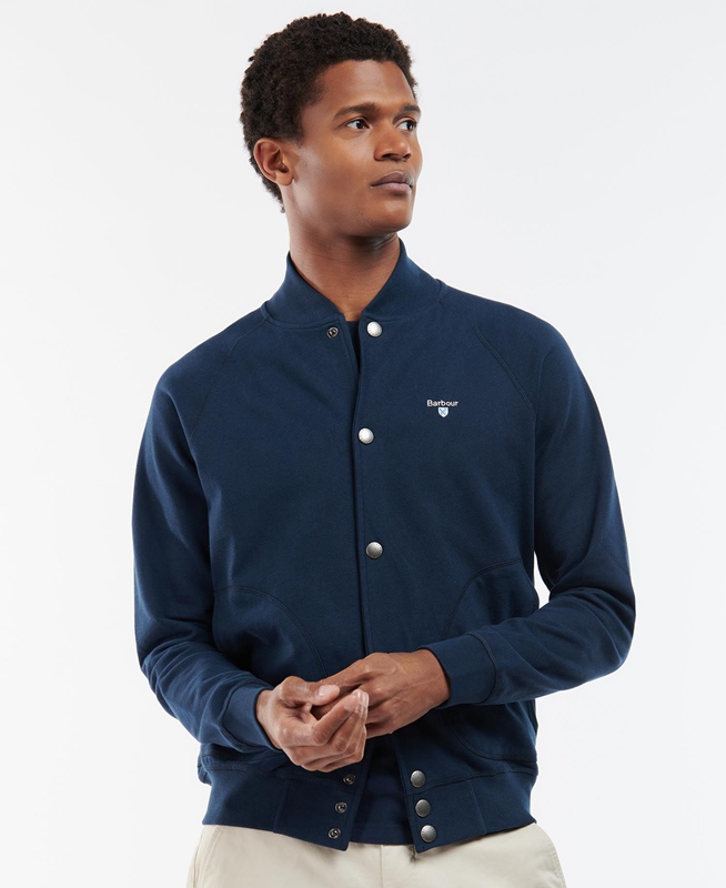 Blue Men's Barbour Whitewell Button Thru Sweatshirts | DSQL-25143