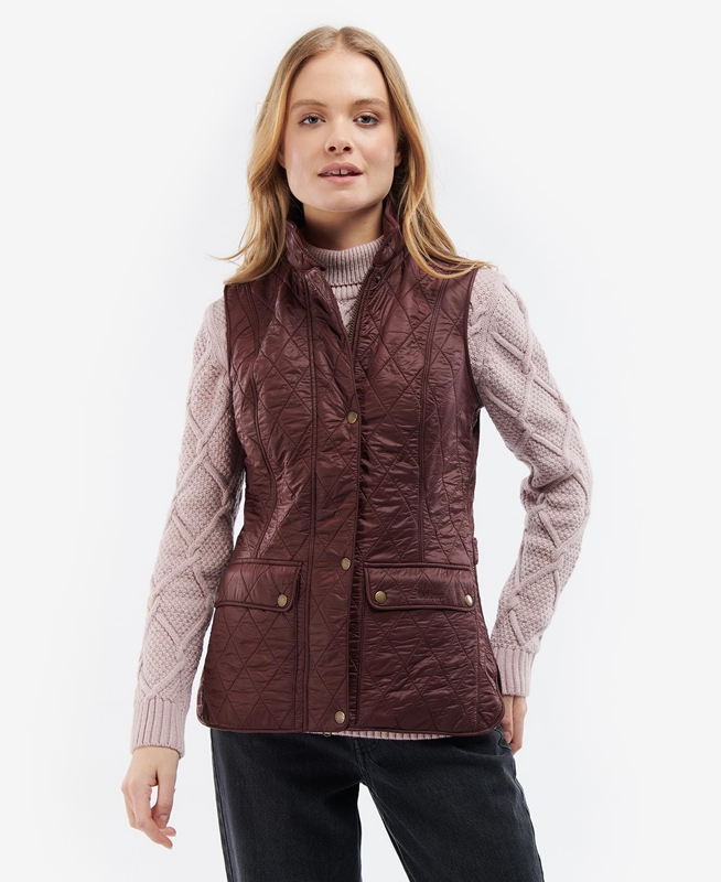 Burgundy Women's Barbour Wray Vest | YKQH-47063