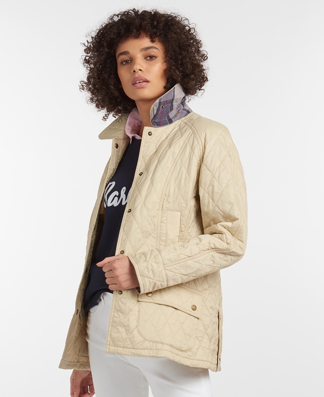 Cream Women's Barbour Summer Beadnell Quilted Jackets | LKEI-39416