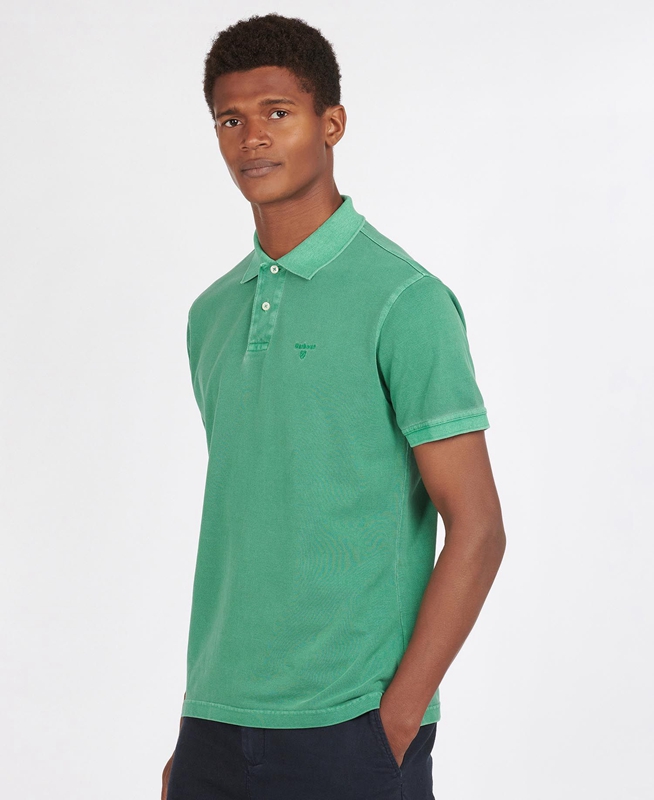 Green Men's Barbour Washed Sports Polo shirts | BIWL-41890