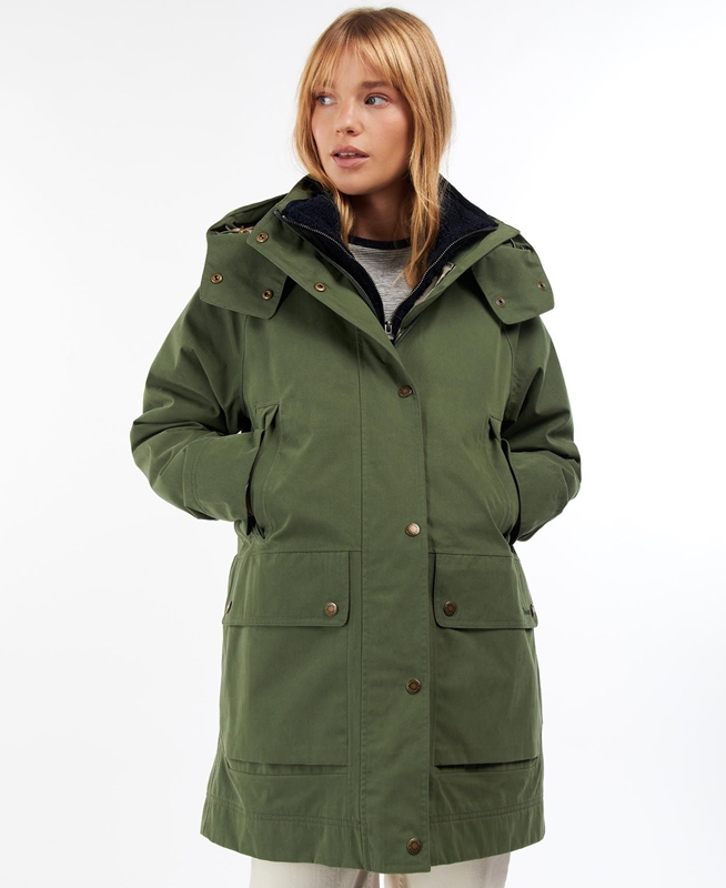 Green Women's Barbour Clary Waterproof Jackets | ZESI-69830