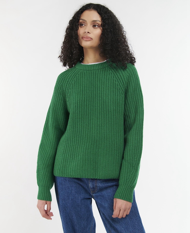 Green Women's Barbour Hartley Knit Sweaters | JXDB-47826