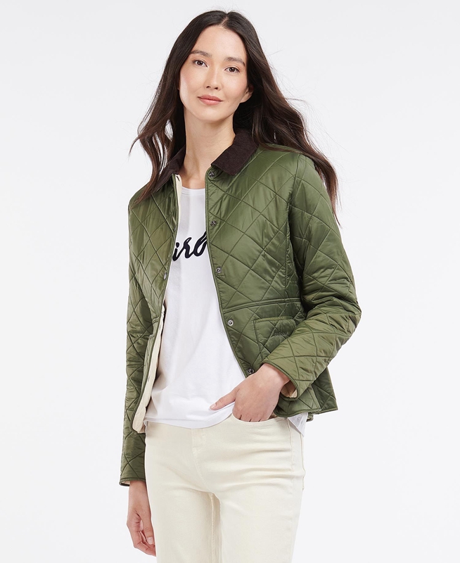 Green Women's Barbour Steppjacke Deveron Polarquilt Quilted Jackets | RKDX-87453