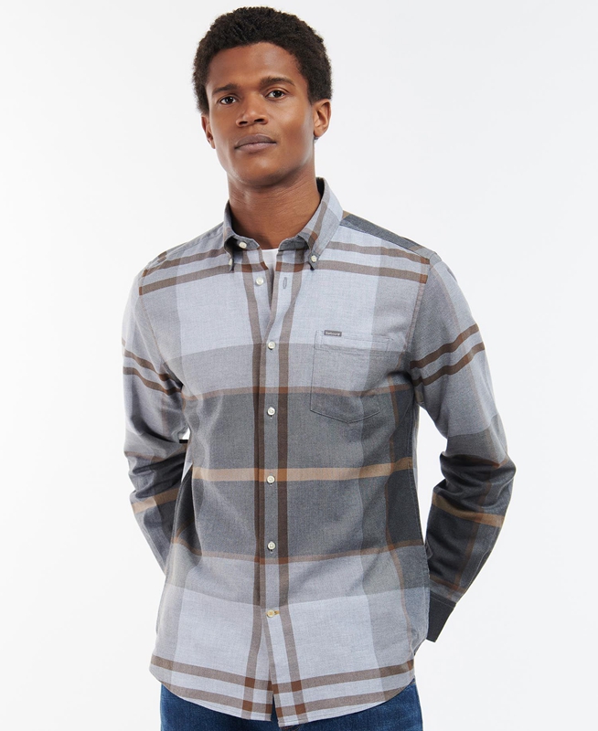 Grey Men's Barbour Dunoon Taillored Shirts | LMPK-39265