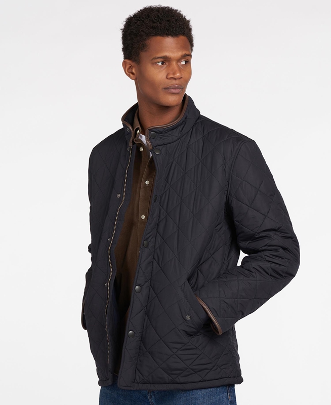 Navy Men's Barbour Powell Quilted Jackets | UMQI-73942