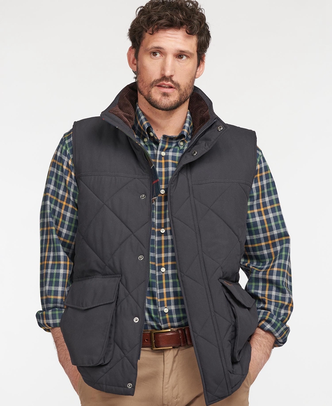 Navy Men's Barbour Winterdale Vest | MOWY-53946