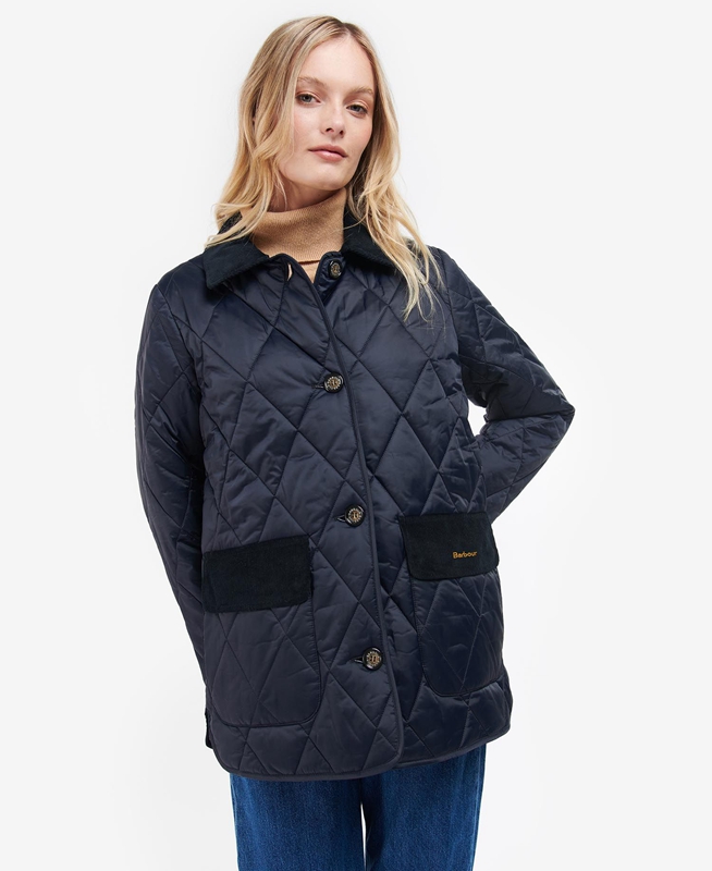 Navy Women's Barbour Bragar Quilted Jackets | PNYD-06341