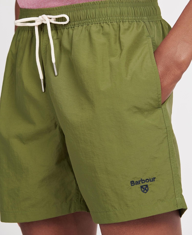 Olive Men's Barbour Essential Logo 5'' Swim Pants | MNQZ-25096