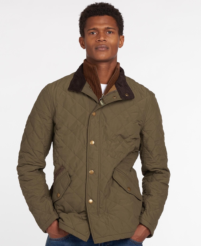 Olive Men's Barbour Shoveler Quilted Jackets | SIKU-12459