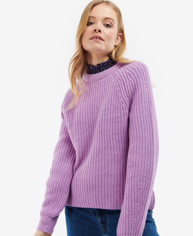 Purple Women's Barbour Hartley Knit Sweaters | VTXE-95413