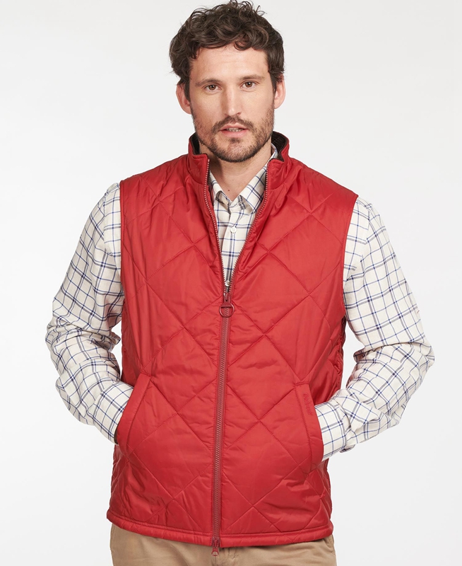 Red Men's Barbour Finn Vest | SBGA-37069