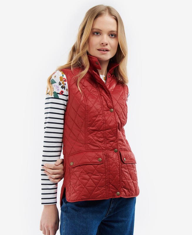 Red Women's Barbour Otterburn Vest | WULP-38942