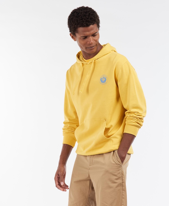 Yellow Men's Barbour Explorer Hoodie Sweatshirts | TRYW-75098