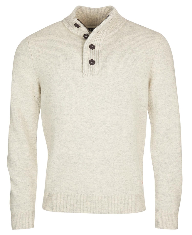 Beige Men's Barbour Essential Patch Half Zip Sweaters | UEHQ-26394