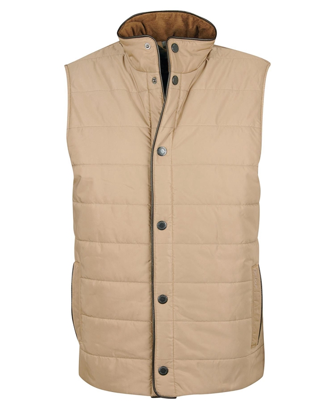 Beige Men's Barbour Farnham Vest | BWOE-16583