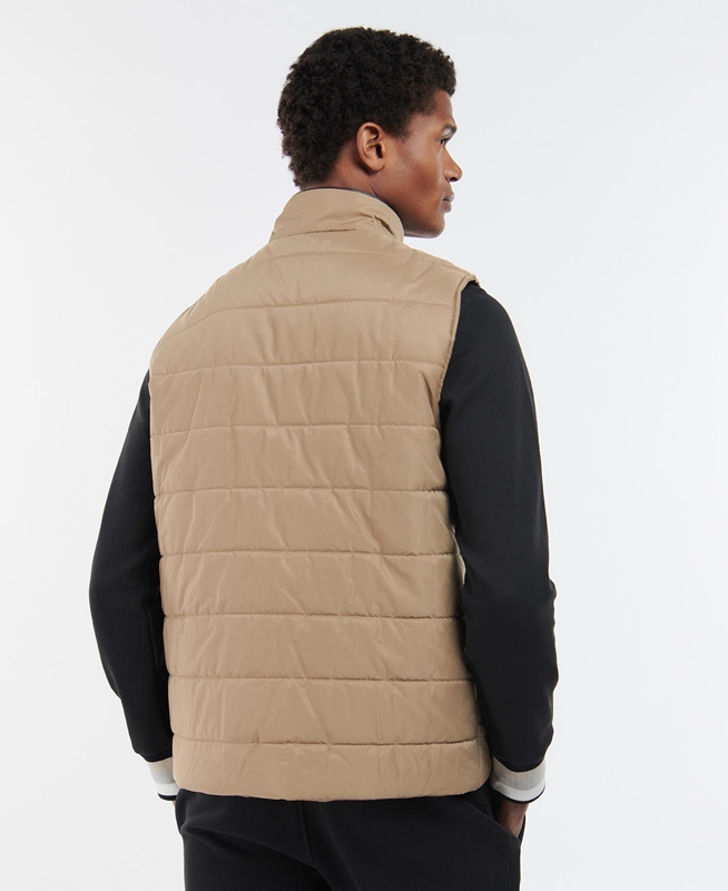 Beige Men's Barbour Farnham Vest | BWOE-16583