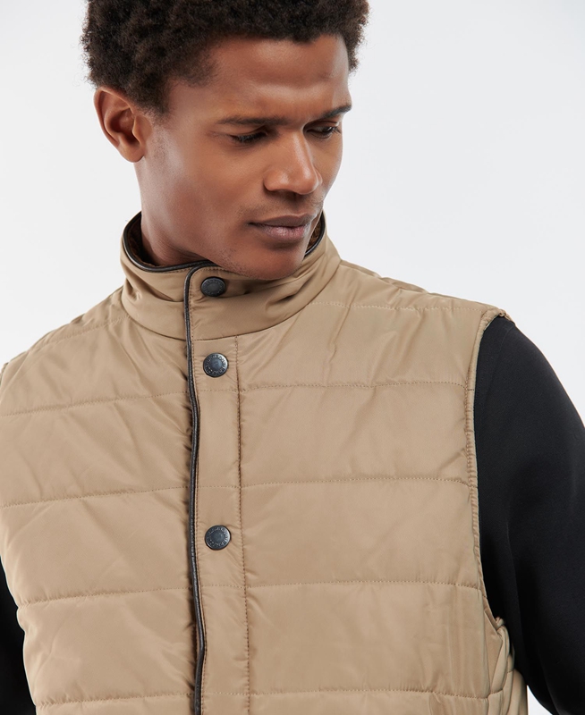 Beige Men's Barbour Farnham Vest | BWOE-16583