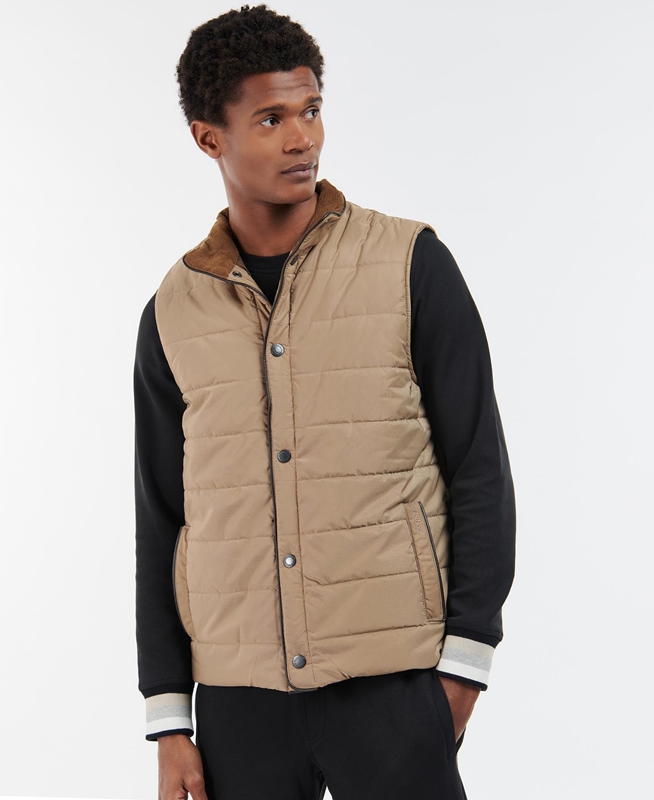 Beige Men's Barbour Farnham Vest | BWOE-16583