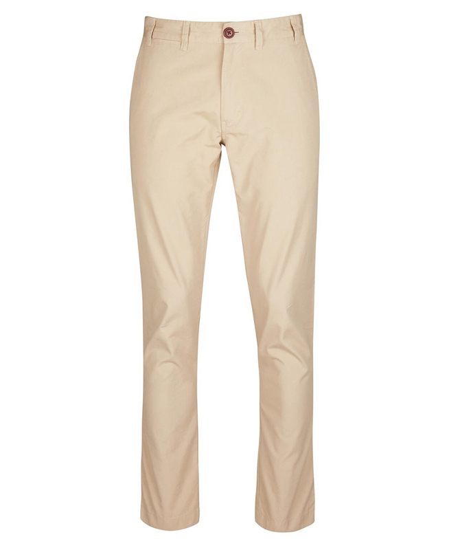 Beige Men's Barbour Glendale Chino Pants | DPWZ-17062