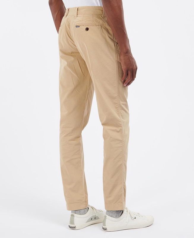 Beige Men's Barbour Glendale Chino Pants | DPWZ-17062