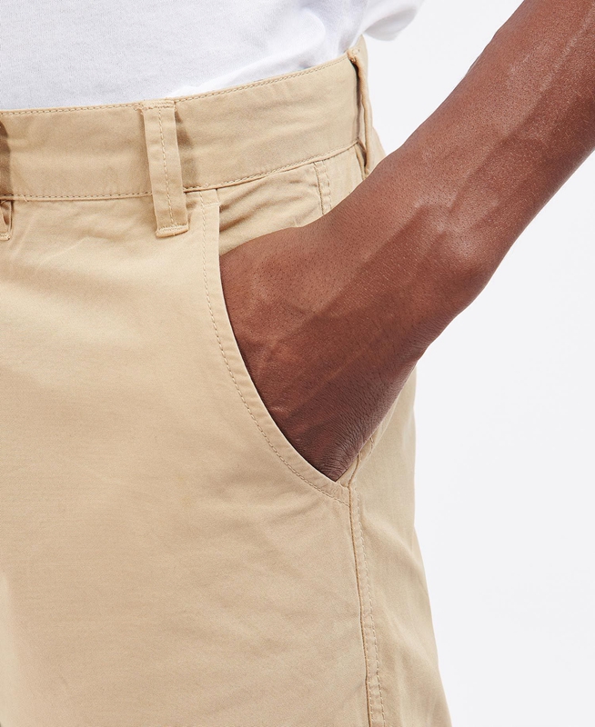 Beige Men's Barbour Glendale Chino Pants | DPWZ-17062