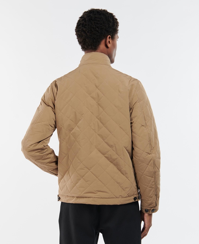 Beige Men's Barbour Hitchen Quilted Jackets | ZDJY-02598