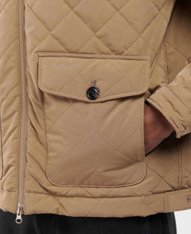 Beige Men's Barbour Hitchen Quilted Jackets | ZDJY-02598