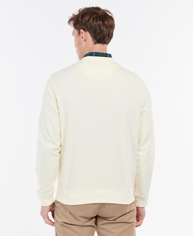 Beige Men's Barbour Honour Panel Crew Sweatshirts | GOUJ-15849