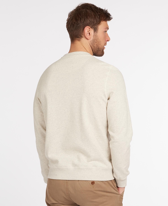 Beige Men's Barbour John Crew Neck Sweatshirts | RGVU-42517