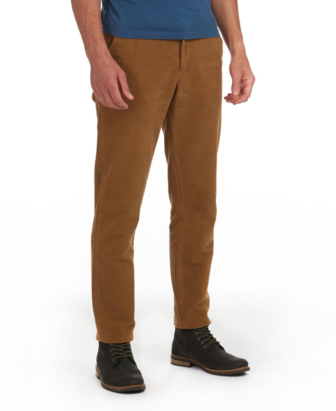 Beige Men\'s Barbour Neuston Moleskin Trousers Pants | BEDS-57486