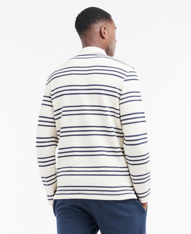 Beige Men's Barbour Rake Striped Sweatshirts | ZDTB-05329