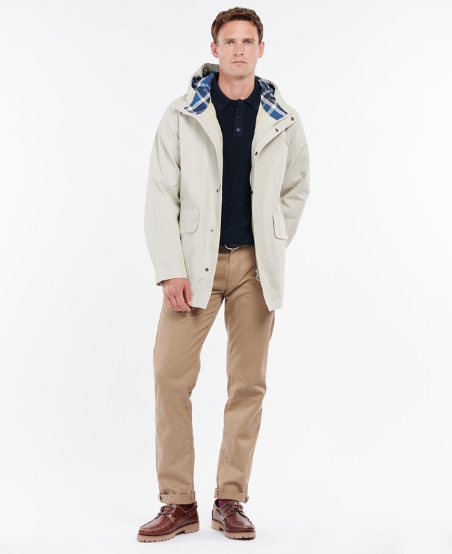 Beige Men's Barbour Summer City Parka Waterproof Jackets | JRYB-01925