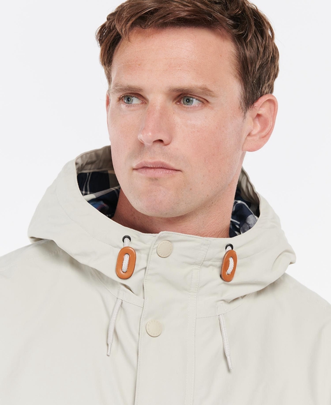 Beige Men's Barbour Summer City Parka Waterproof Jackets | JRYB-01925