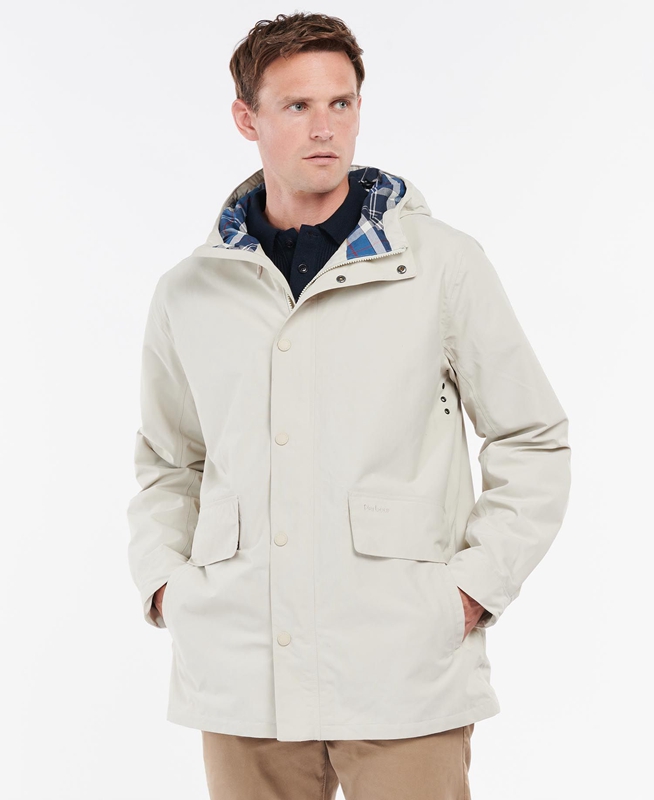 Beige Men\'s Barbour Summer City Parka Waterproof Jackets | JRYB-01925