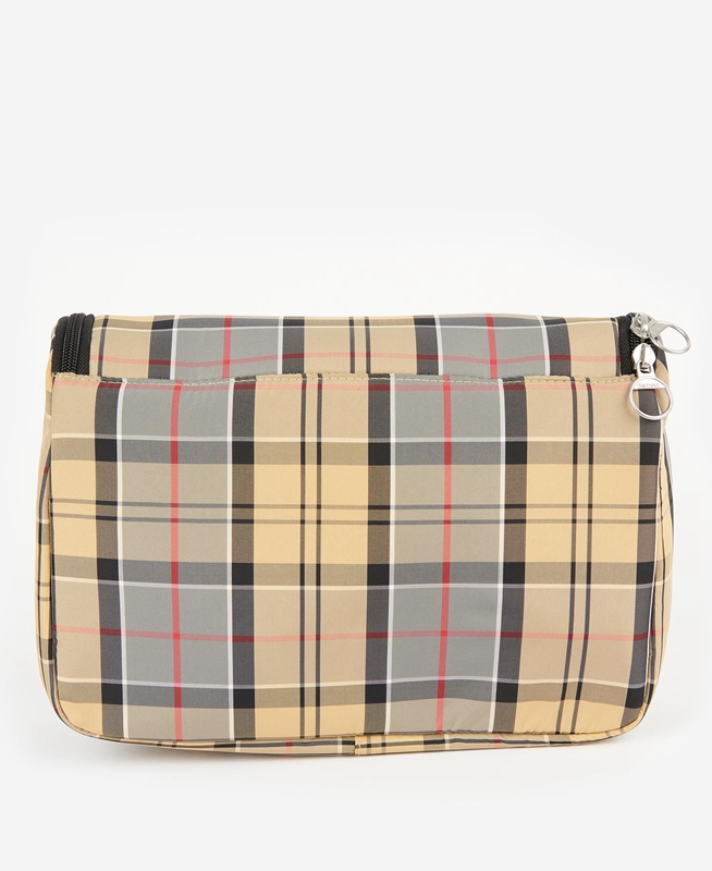 Beige Men's Barbour Tartan Hanging Washbag Bags | RXDY-50196