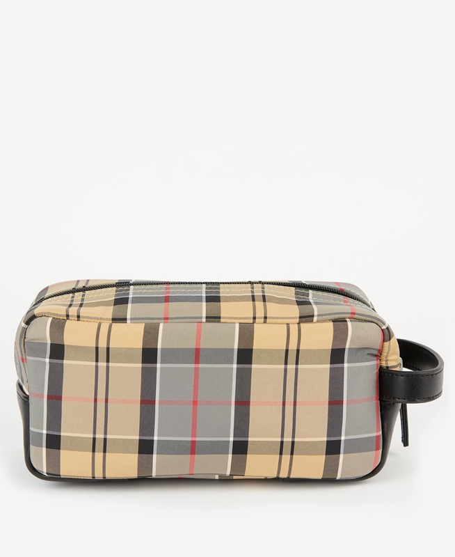 Beige Men's Barbour Wetherham Tartan Washbag Bags | JCOP-02975