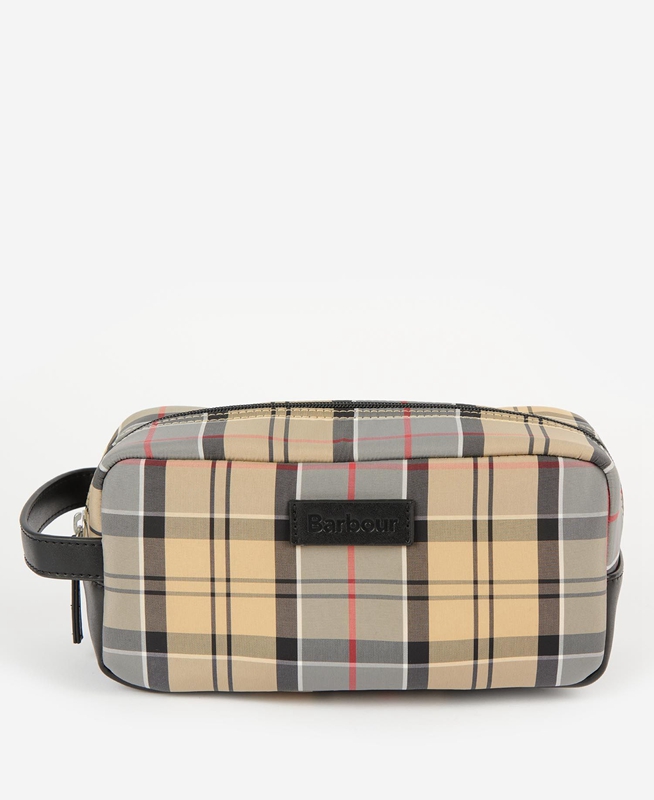 Beige Men\'s Barbour Wetherham Tartan Washbag Bags | JCOP-02975