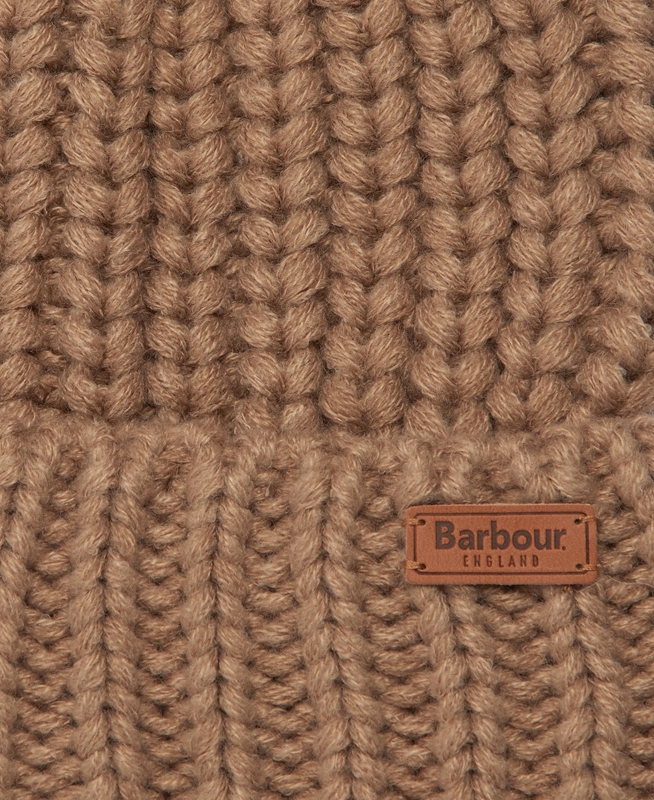 Beige Women's Barbour Beanie Saltburn Hats | DZEN-92471