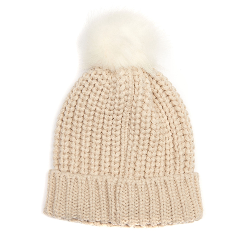 Beige Women's Barbour Beanie Saltburn Hats | RWCX-92315