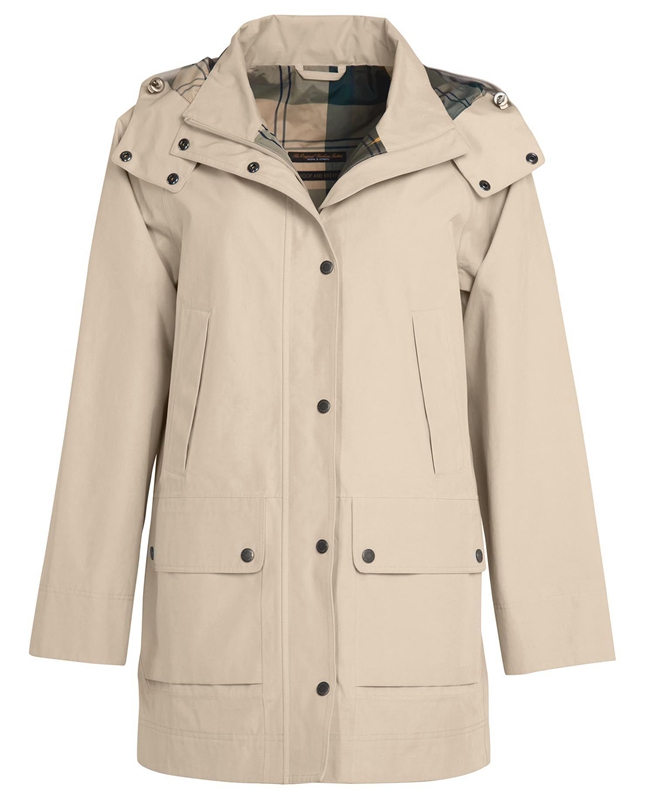 Beige Women's Barbour Clary Waterproof Jackets | BXFJ-52798