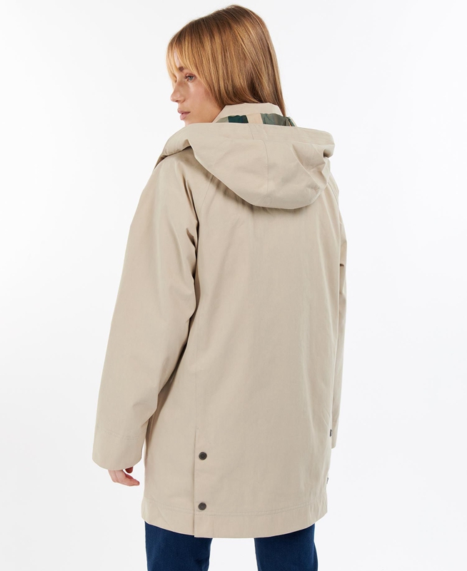 Beige Women's Barbour Clary Waterproof Jackets | BXFJ-52798