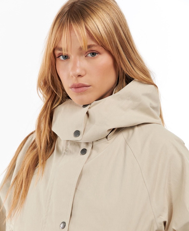 Beige Women's Barbour Clary Waterproof Jackets | BXFJ-52798